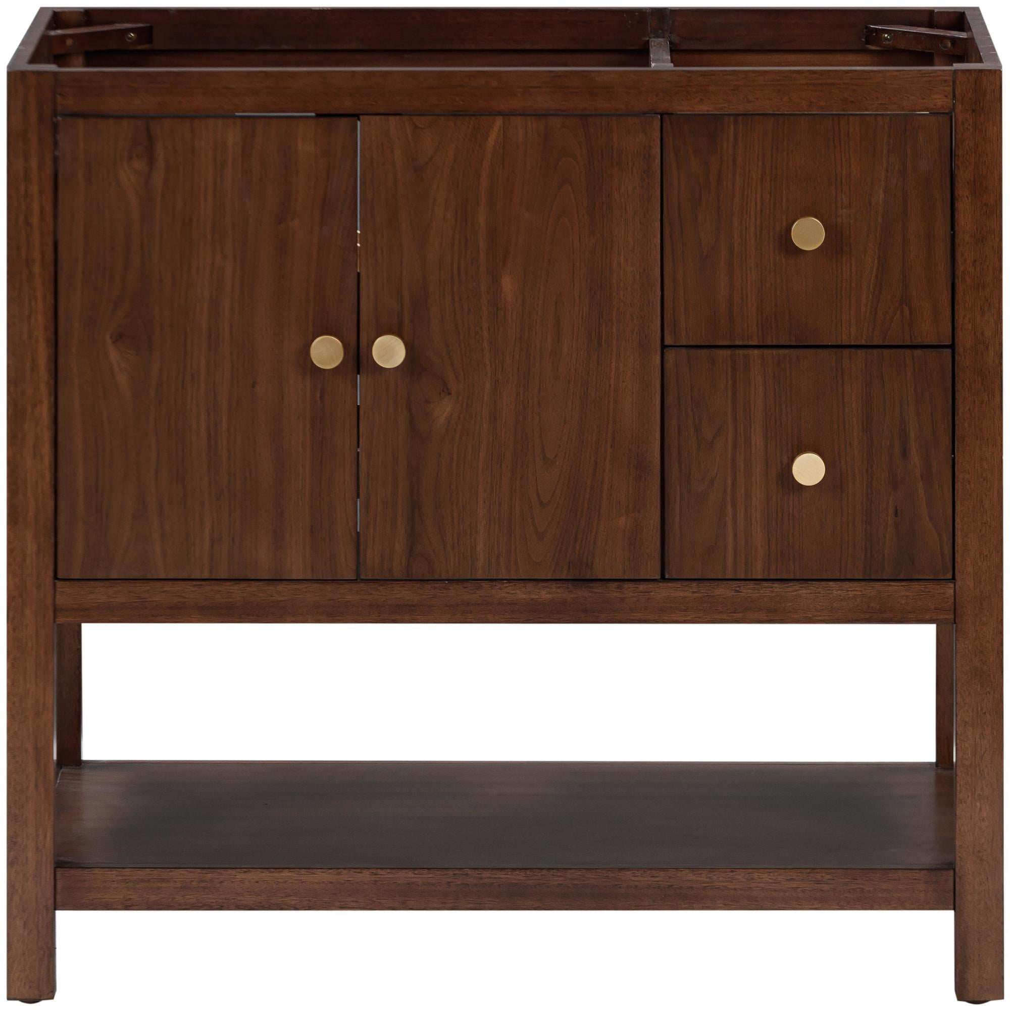 Zoe 36" Walnut Single Vanity with Matte Gold Hardware