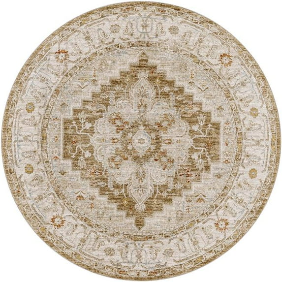 Avant Garde AVT-2315 5'3" Round Rug in Olive/Sage/Burnt Orange/Denim/Mustard
