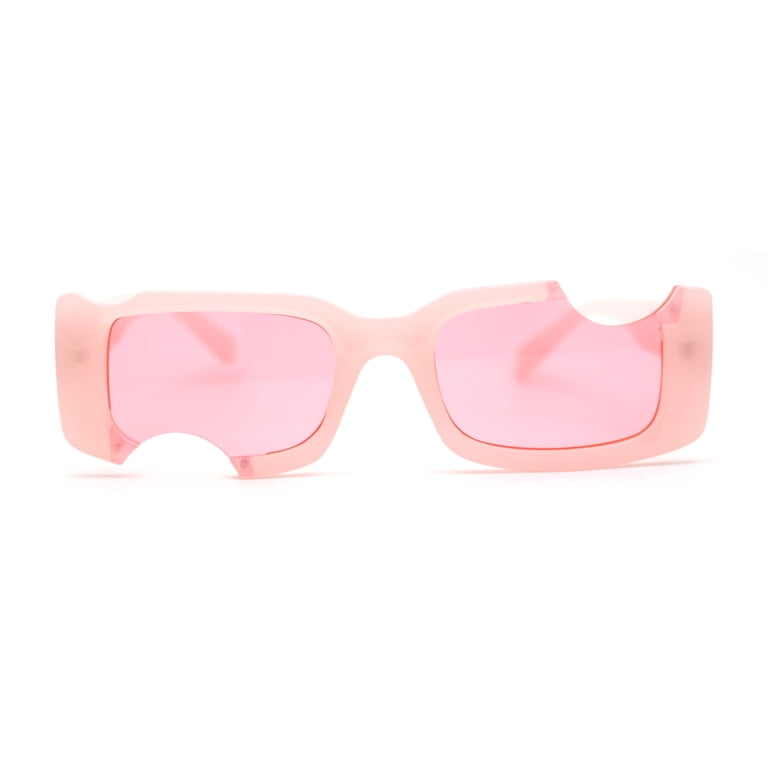 Avant Garde Hole Punch Cut Out Rectangle Sunglasses All Pink  display picture 1