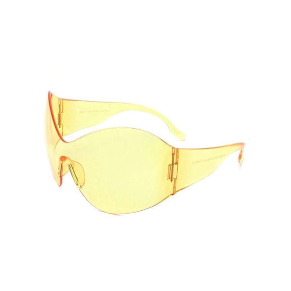 Avant-Garde Shield Sunglasses, Transparent Yellow Frame with Yellow Lenses