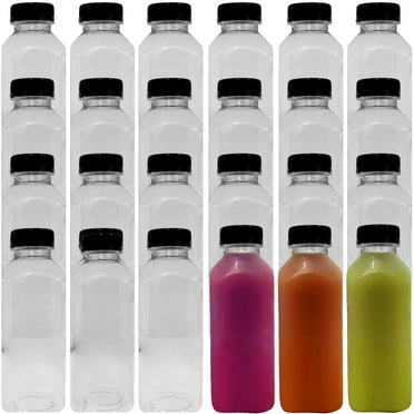 Avant Grub 12 fl oz Clear Reusable, Empty Juice Bottles with Lids, 24 Pack