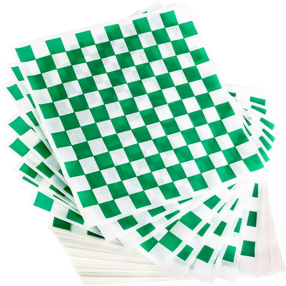 Avant Grub 12 x 12 inch Extra Large Green and White Food Wax Paper, 300 Sheet per Pack