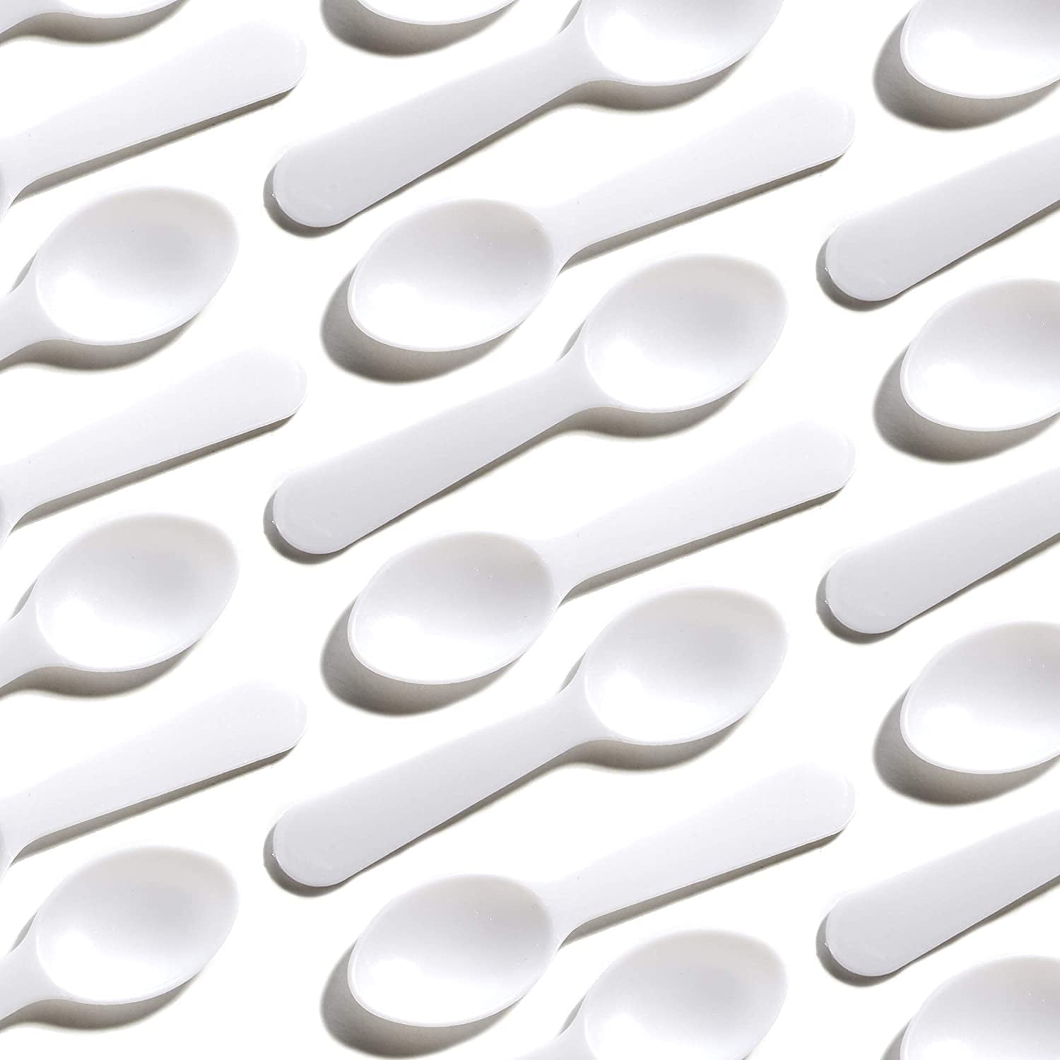 Avant Grub 3" White Mini Plastic Tasting Spoons for Ice Cream or Gelato, 200 Pack