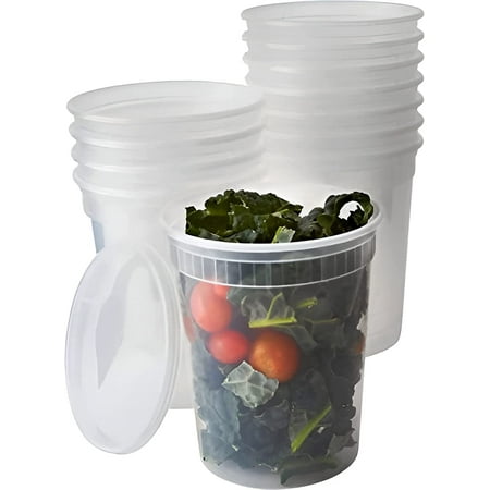 Avant Grub 32 oz Clear Deli Containers with Lids, 24 Pack