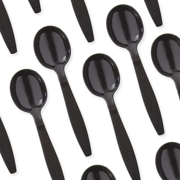 Avant Grub 5" Black Plastic Disposable Soup Spoon, 200 Pack