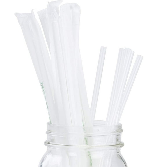 Avant Grub 7.75" Compostable Individually Wrapped Clear Drinking Straws 200 Pack