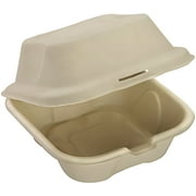 Avant Grub Biodegradable 6x6 Take Out Food Containers with Clamshell Hinged Lid 50 Pack. Leak Proof, Disposable Take Out Box with Carry Meals To Go.