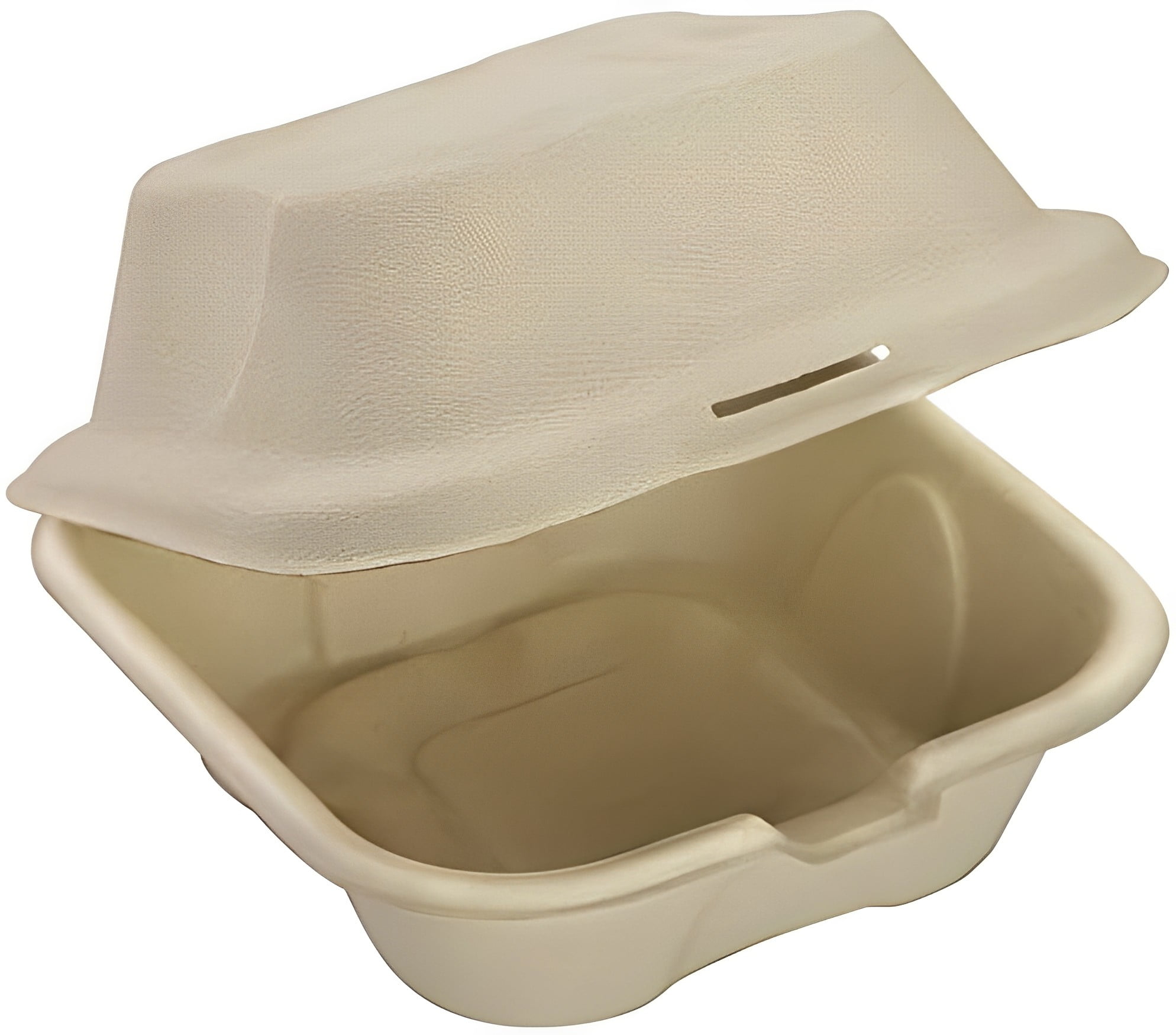 Avant Grub Biodegradable 6x6 Take Out Food Containers with Clamshell Hinged Lid 100 Pack. Microwaveable, Disposable Takeout Box to Carry M