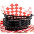 thumbnail image 1 of Avant Grub Black Food Basket Container (12-Ct) with Red Checkered Deli Paper (120-Ct), 1 of 4