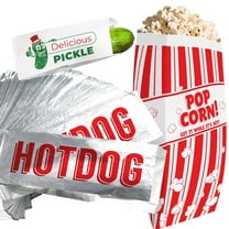 Avant Grub Foldable Retro Popcorn, Pickle and Hot Dog Paper Party Bags, 150 Pack