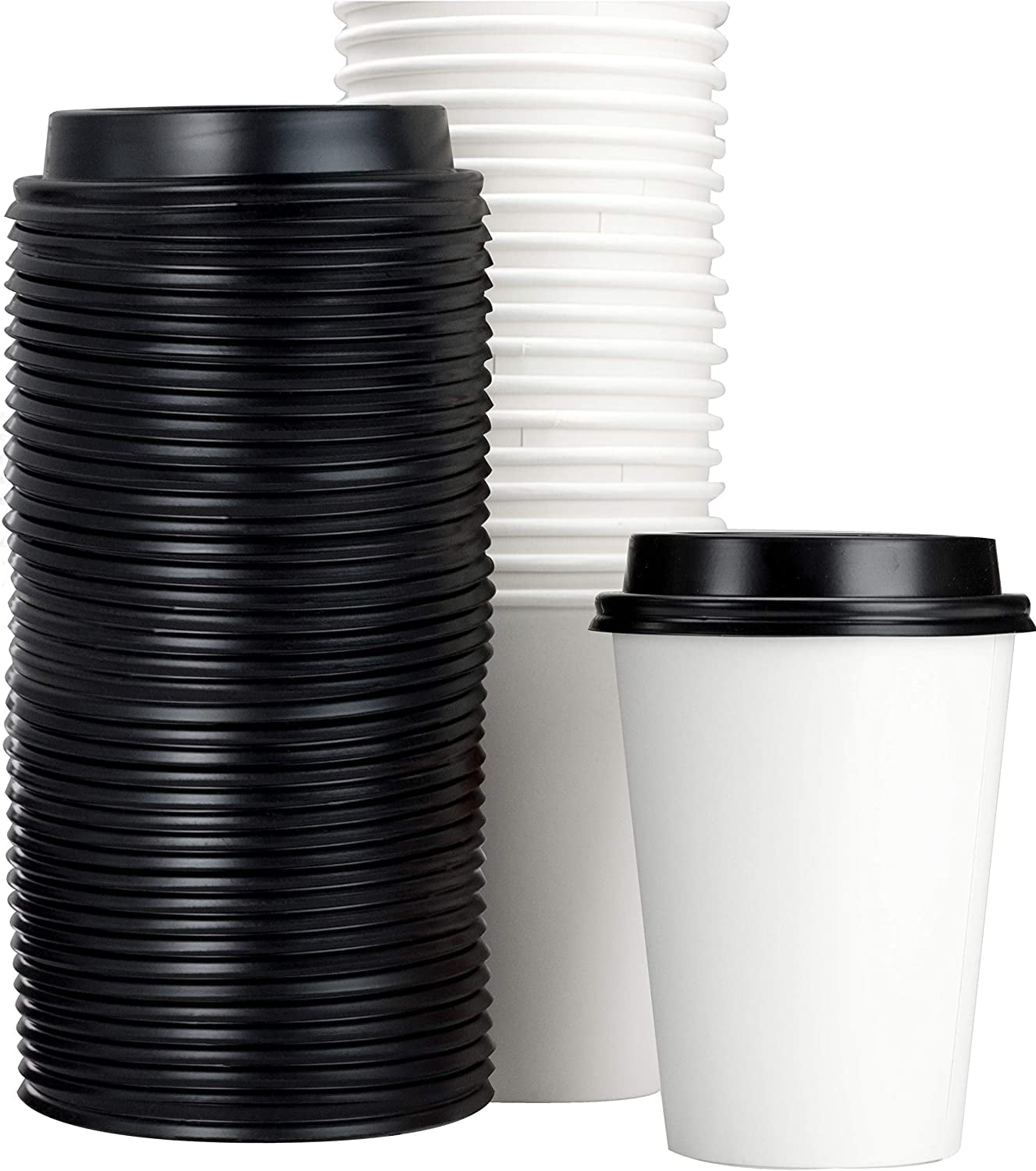 Avant Grub Paper Coffee Cups with Recyclable Dome Lids for Hot Drinks, 100  Pack, 12 oz