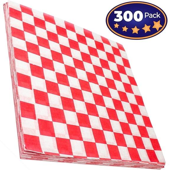 Avant Grub Red & White Checkered Grease-Resistant Food Wrapping Papers, 300 Sheets, 12x12