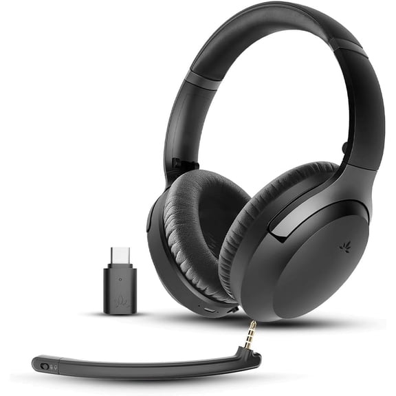 Avantalk Aria Pro 3 - Bluetooth 5.3 Noise-Cancelling Headphones with Detachable Mic & USB-C Dongle for Work Calls & Music in Noisy Office or at Home, 55h Wireless ANC Headset for PC Computer & Phone