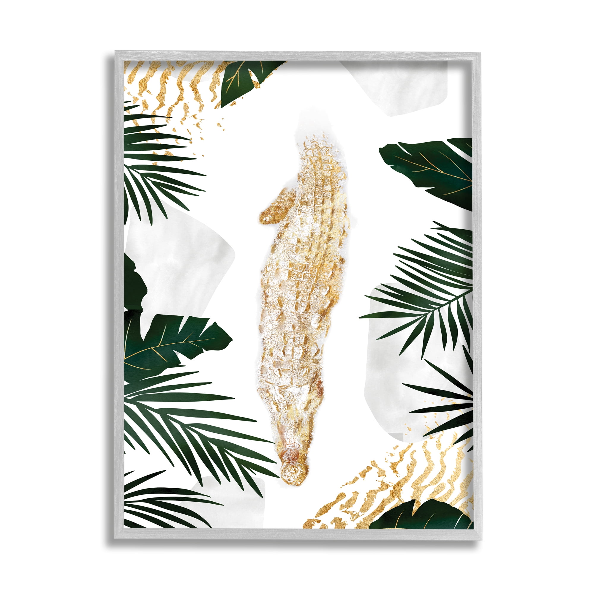Avante-Garde Alligator Tropical Milky Jungle River 11 in x 14 in Framed Painting Art Prints, by Stupell Home Décor