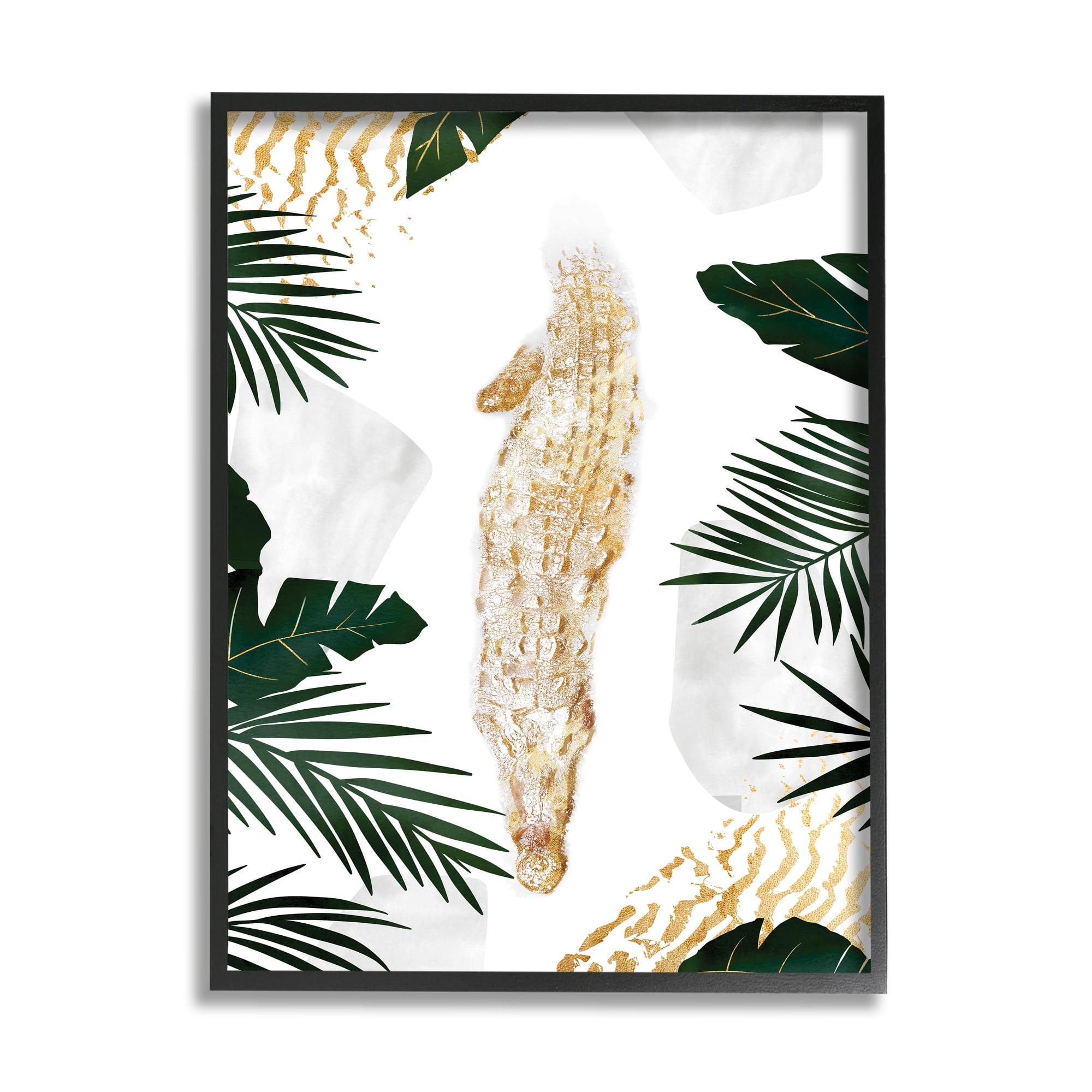 Avante-Garde Alligator Tropical Milky Jungle River 16 in x 20 in Framed Painting Art Prints, by Stupell Home Décor