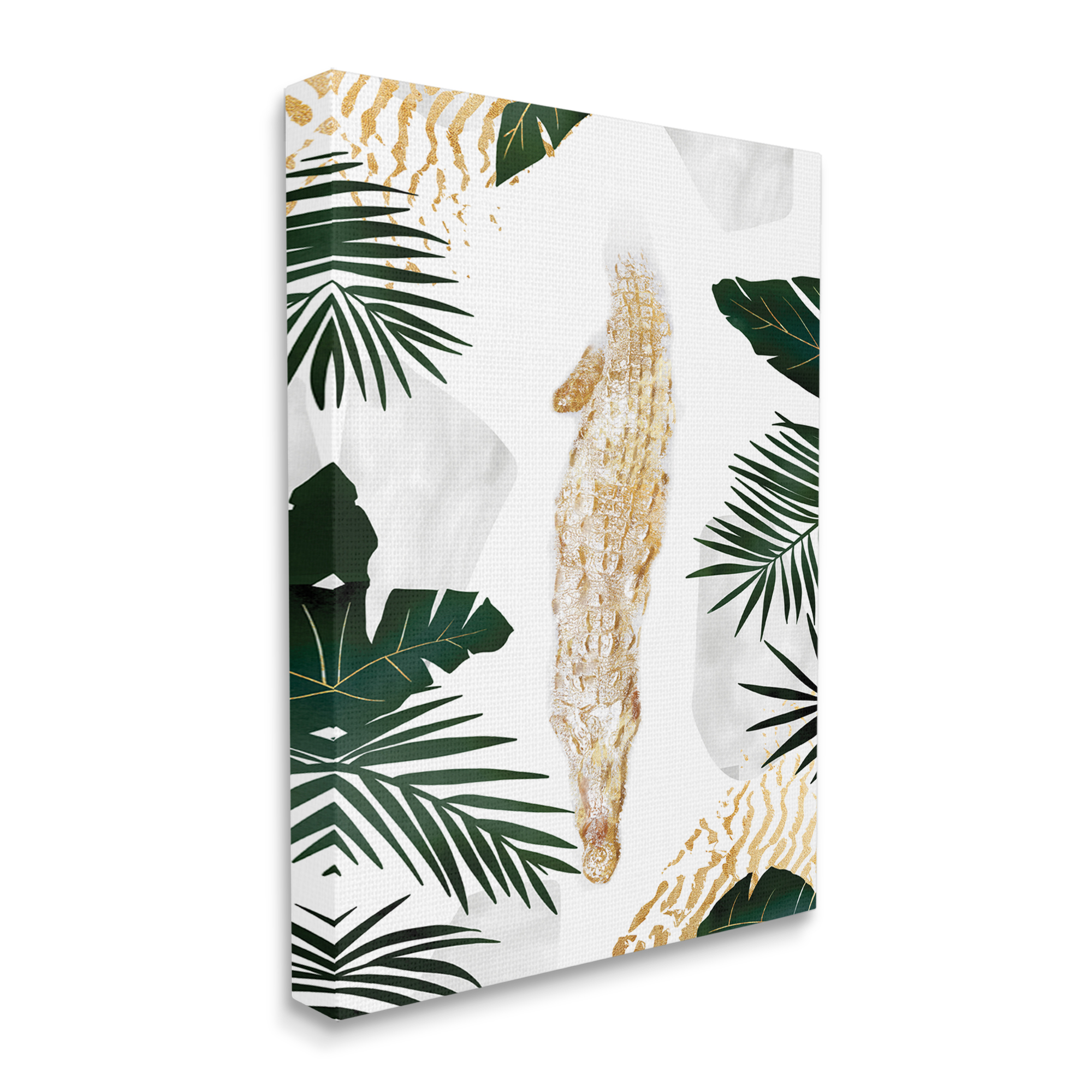 Avante-Garde Alligator Tropical Milky Jungle River 36 in x 48 in Painting Canvas Art Print, by Stupell Home Décor
