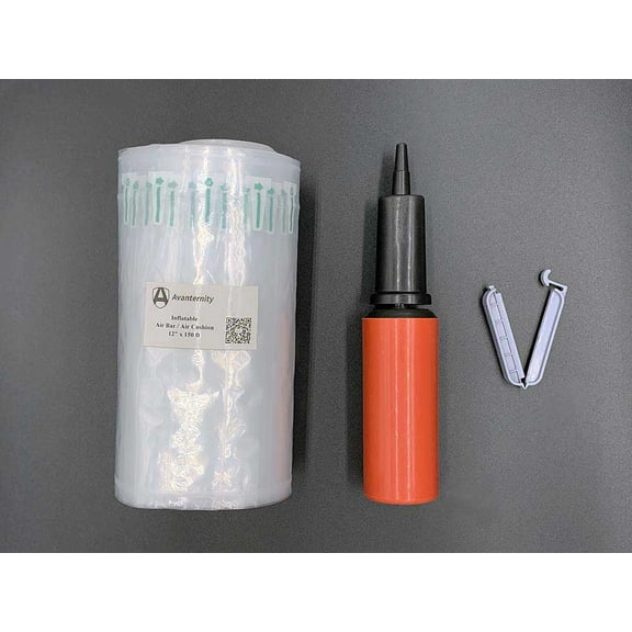 Avanternity's Bubble Cushion / Bubble Cushioning Wrap, Inflatable Packing Material. Roll of 150 ft. Free Pump/Clip Enclosed. (Width of 8", Pack of 1 Roll)