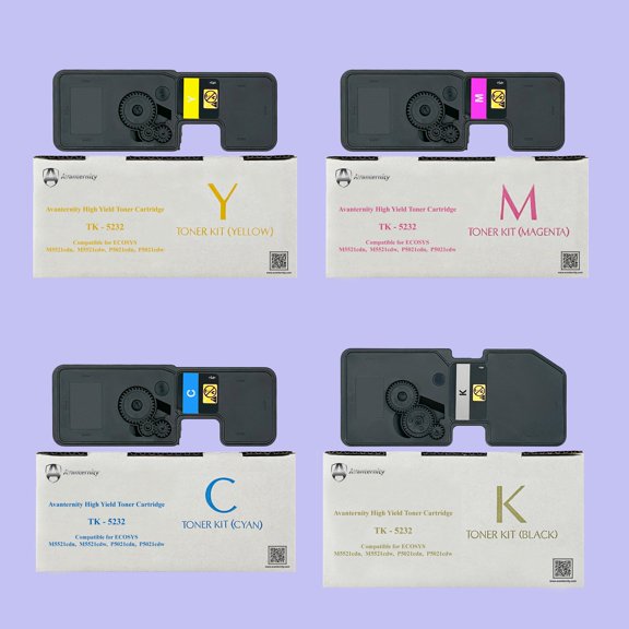 Avanternity's High Yield Toner Cartridge, Replacement for Kyocera TK-5232 TK5232 Toner Kit (Set of 4 Packs - 1 Black, 1 Yellow, 1 Magenta, 1 Cyan)