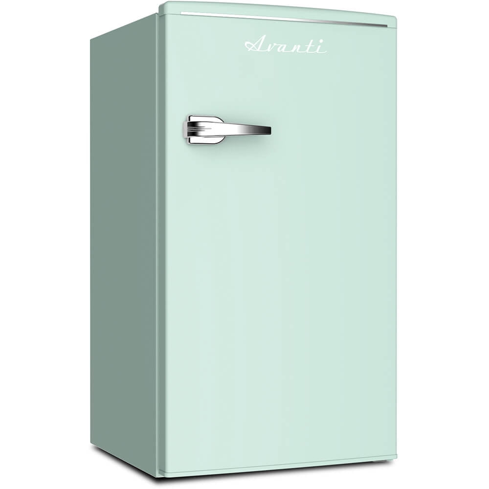 Seafoam Green Retro Compact Refrigerator with Glass Shelves, 3.1 cu ft