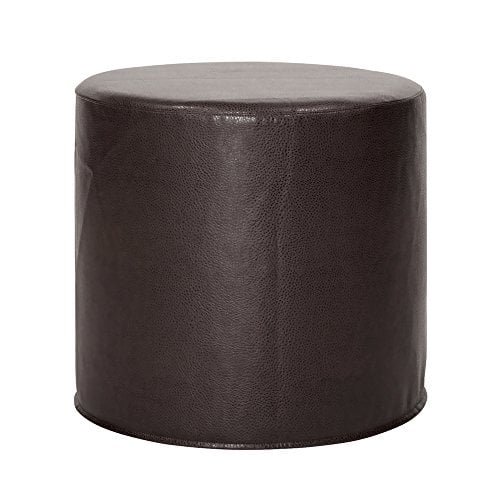 Howard Elliott Round Polyurethane No Tip Cylinder Ottoman in Avanti Black