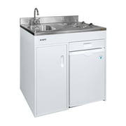 Avanti 36 Compact Miniature Kitchen, Stainless Steel Countertop, in White CK3616
