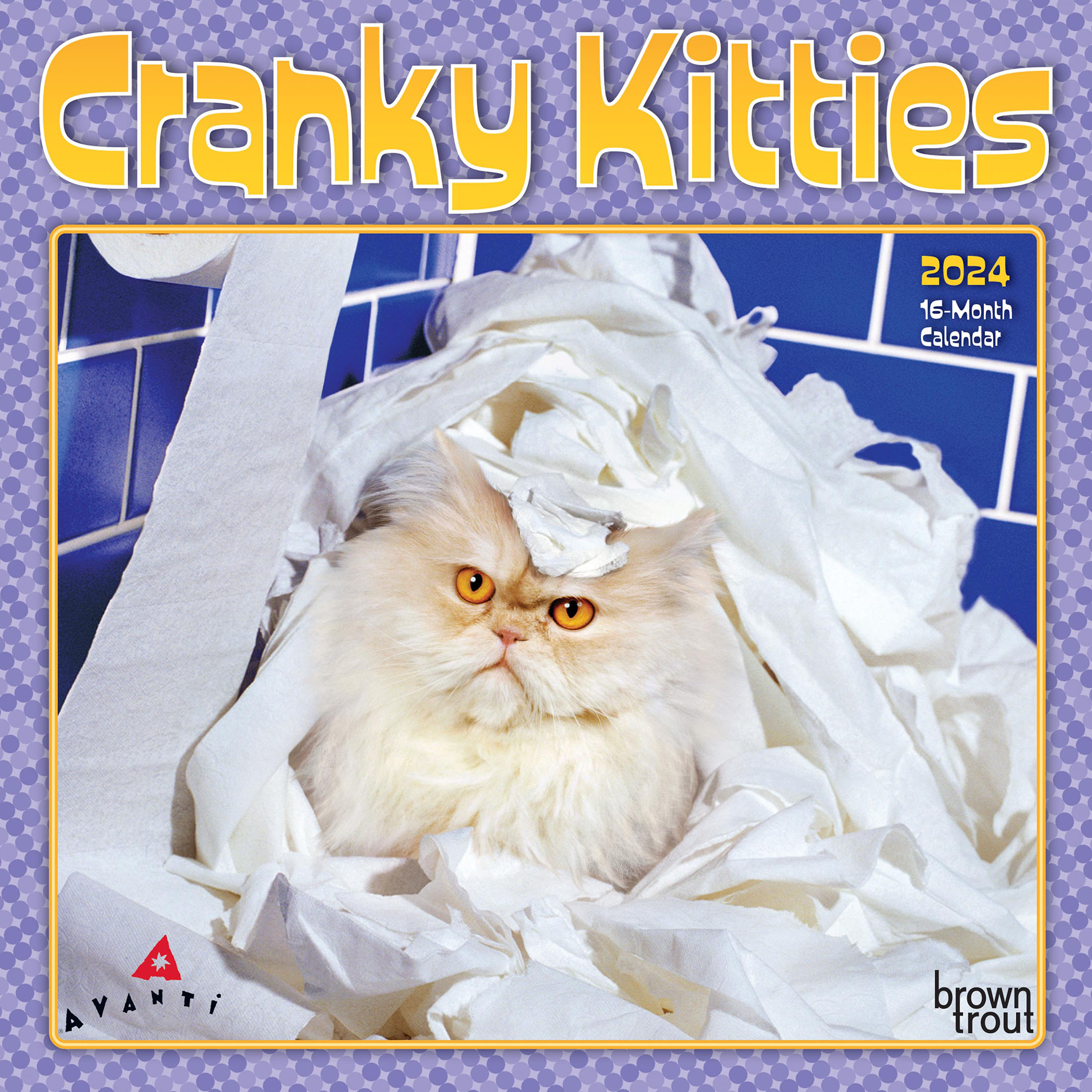 Avanti Cranky Kitties 2024 7x14" (Hanging) Mini Wall Calendar