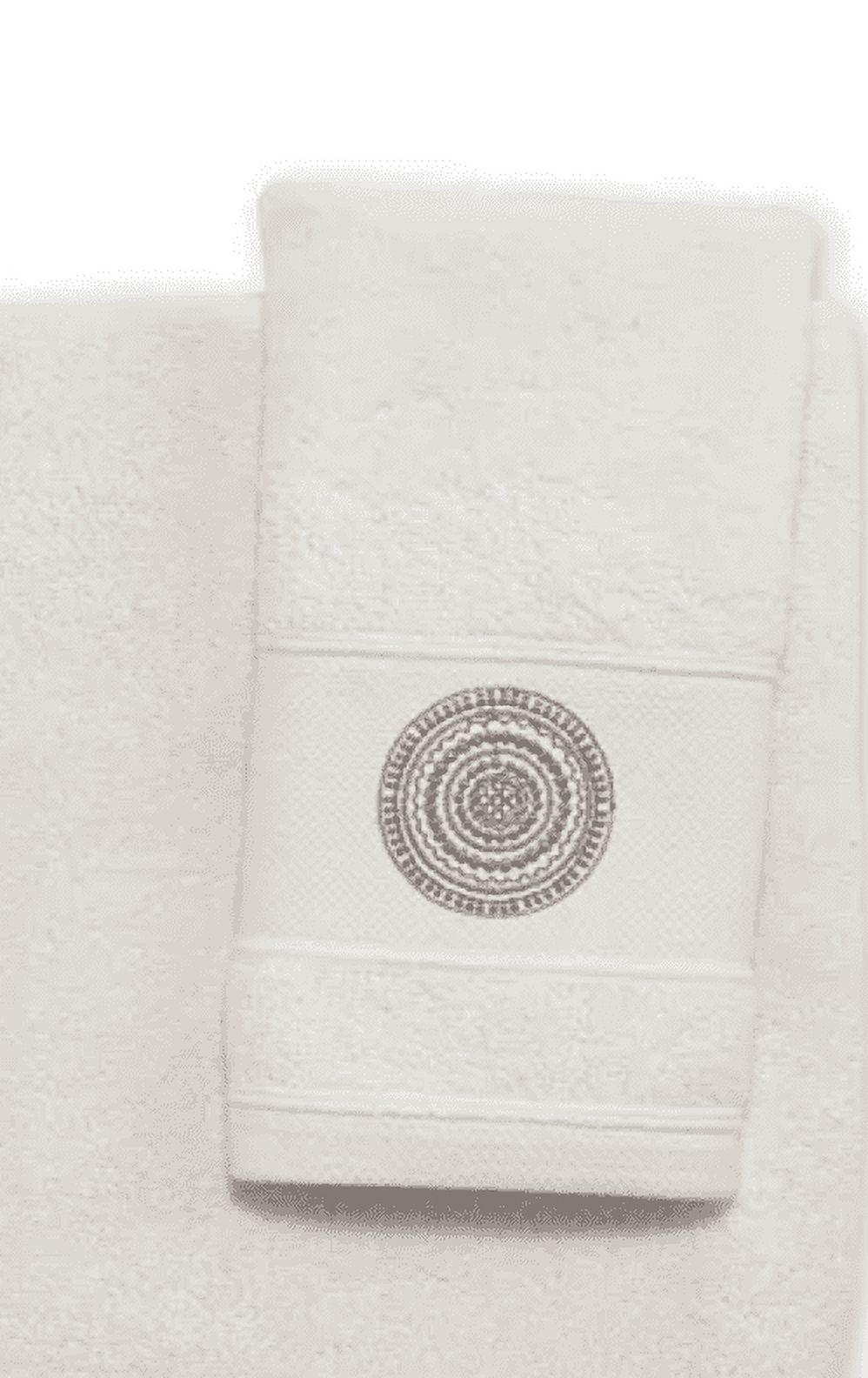 Avanti Emmeline Cotton Embroidered Medallion 11" x 18" Fingertip Towel - Cream - image 1 of 2