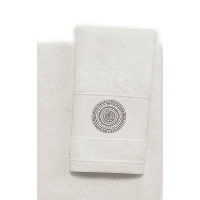 Avanti Emmeline Cotton Embroidered Medallion 11" x 18" Fingertip Towel - Cream