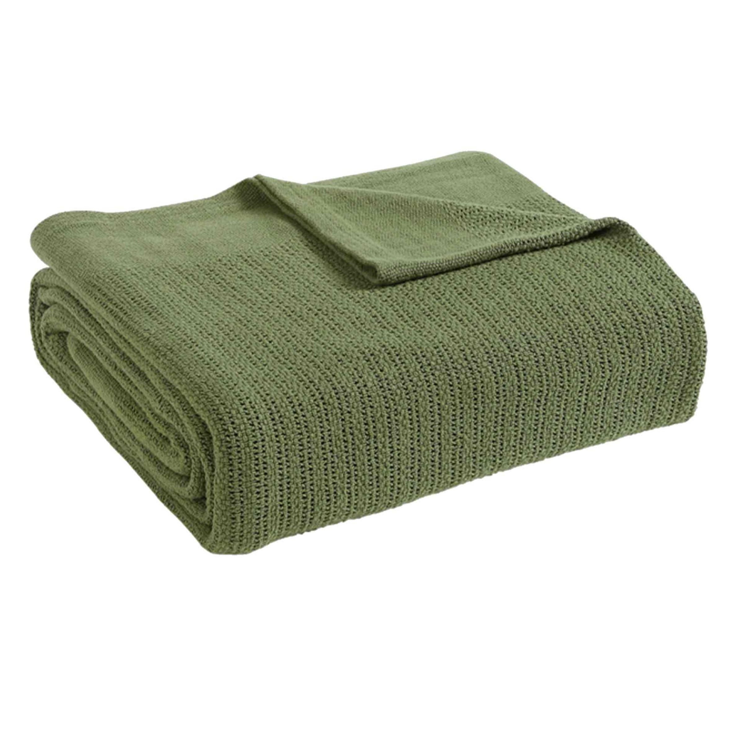 Fiesta Sage Green Classic Thermal Weave Cotton Twin Blanket