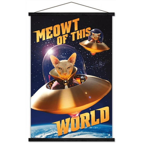 Avanti - Galaxy Cats Wall Poster with Wooden Magnetic Frame, 22.375" x 34"