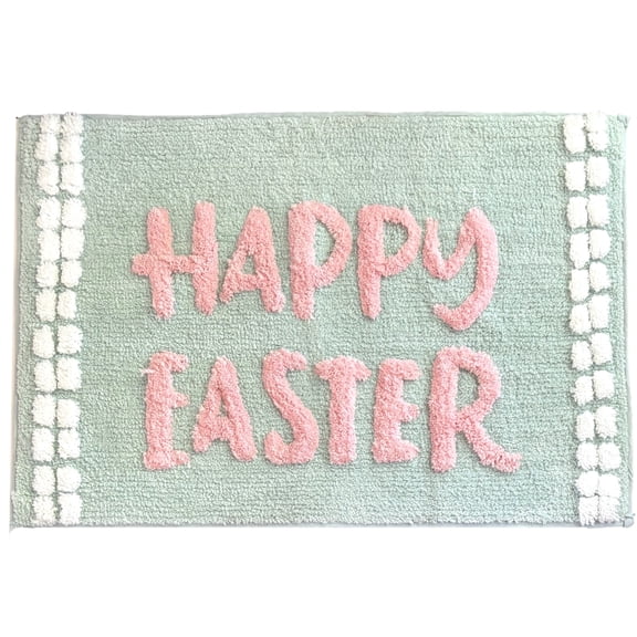 Avanti Happy Easter Bath Rug 20x30 Skid-Resistant Plush Green Bath Mat