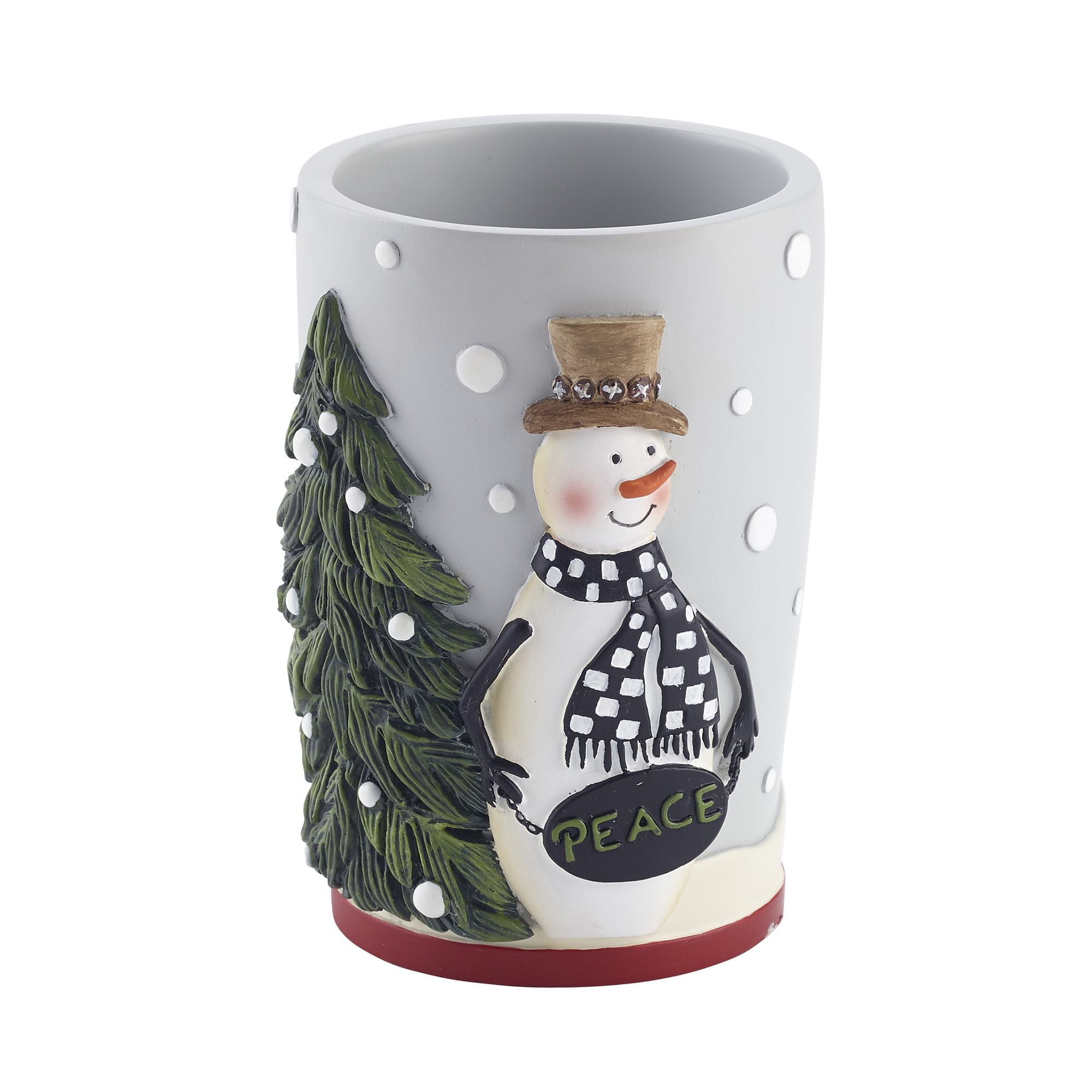 Holiday Snowman Resin Tumbler with Red Trim
