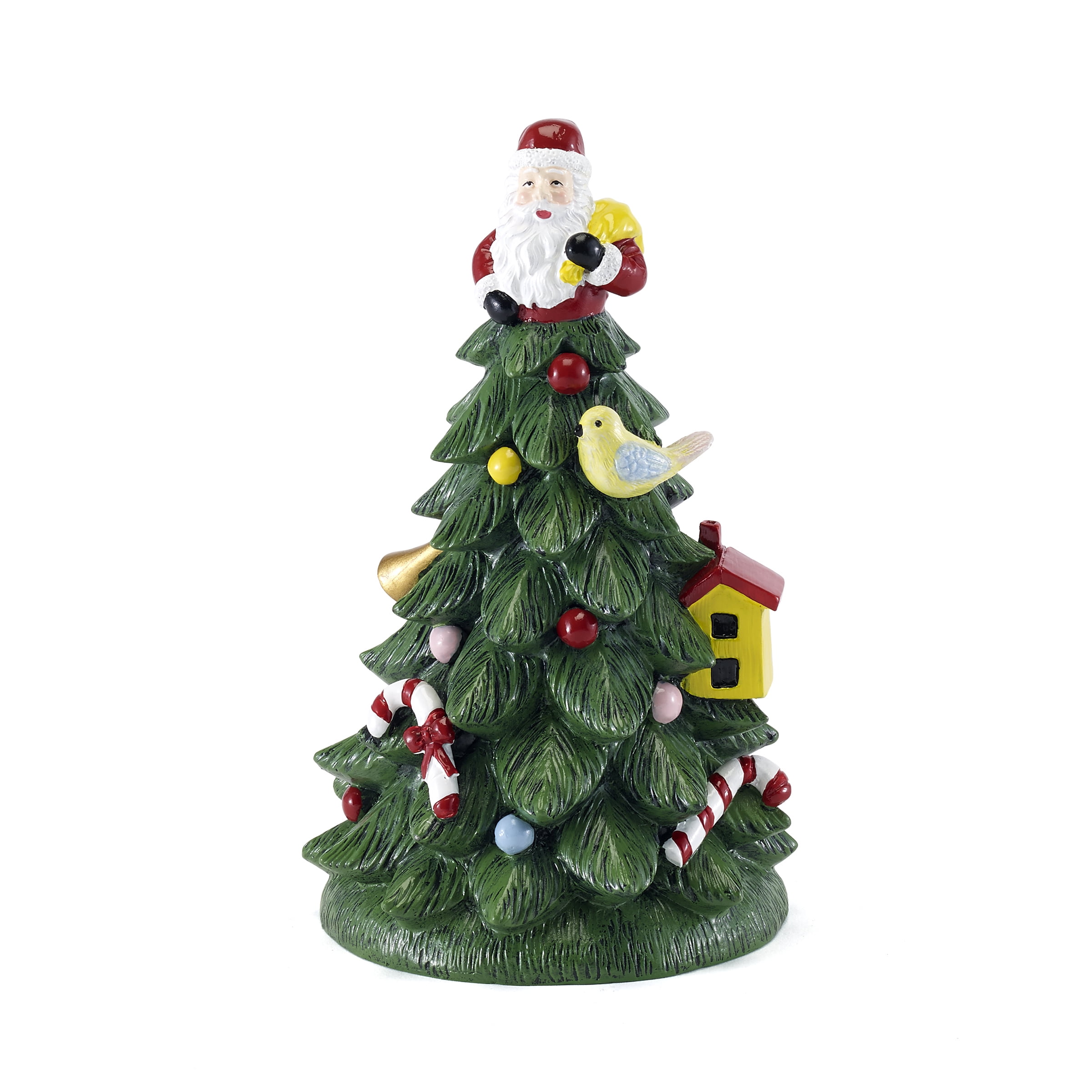 Hand-Painted Resin Christmas Tree Toothbrush Holder with Santa