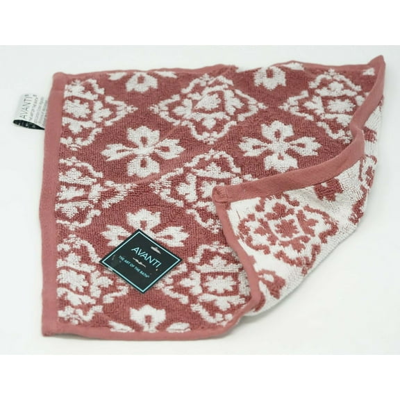 Avanti Laurel Cotton Terry Jacquard 13" x 13" Wash Towel - Rosewood