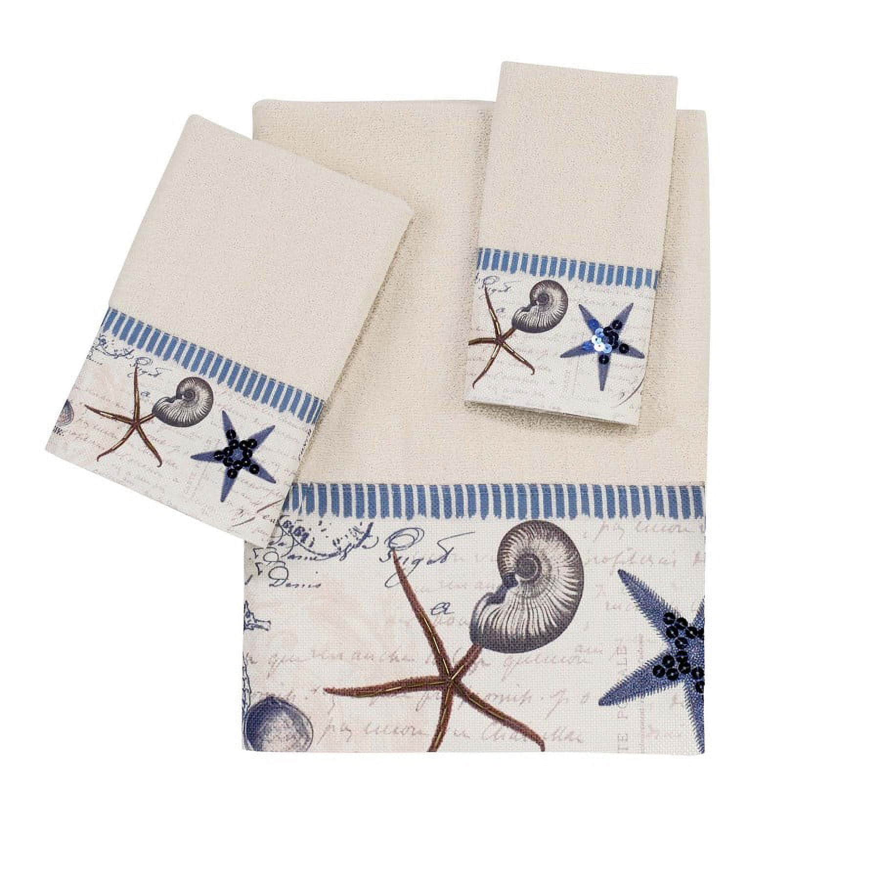 Avanti Linens Premier Songbirds 3-Piece Towel Set – Ivory, Embroidered Birds, 100% Cotton