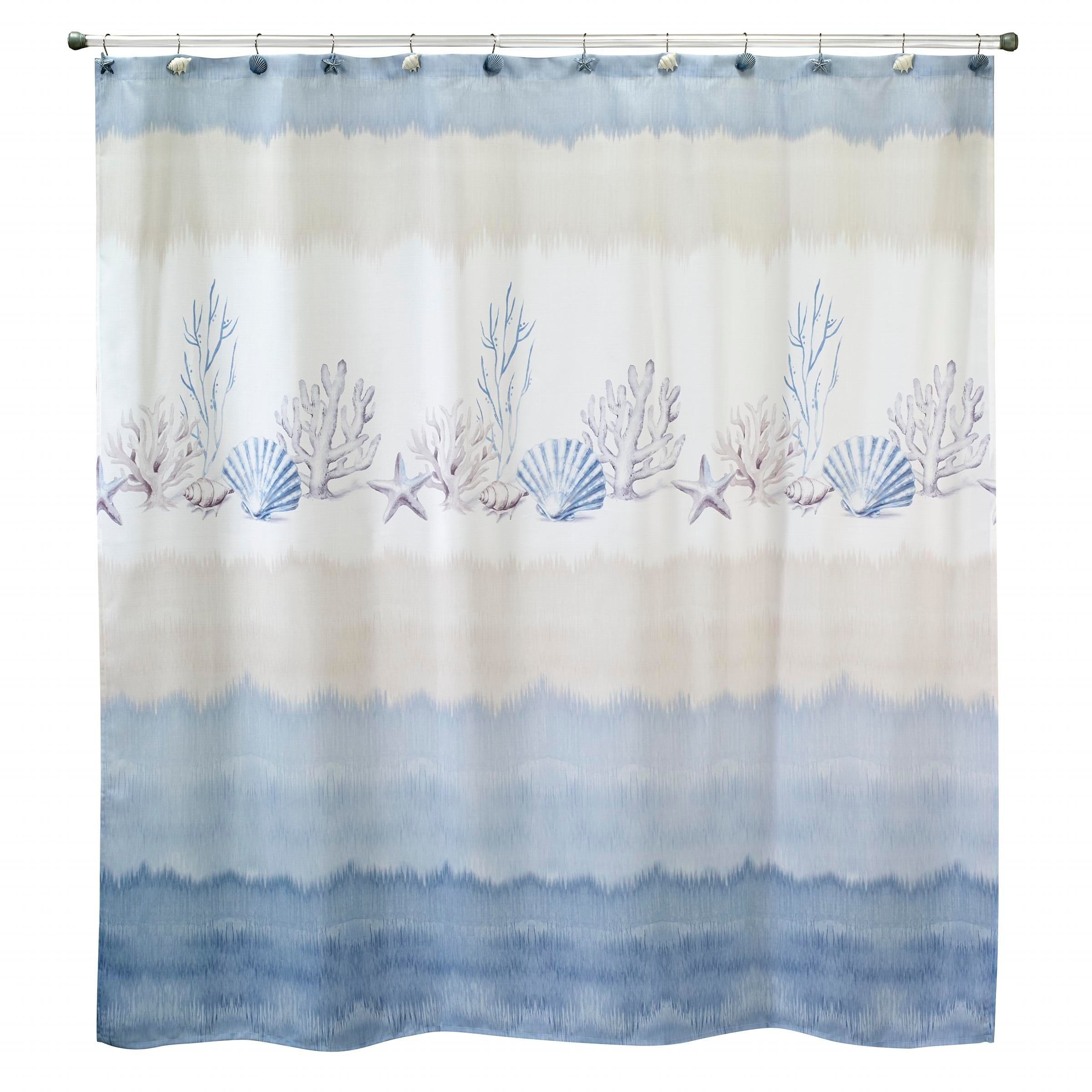 Abstract Coastal Blue and Beige Cotton Shower Curtain