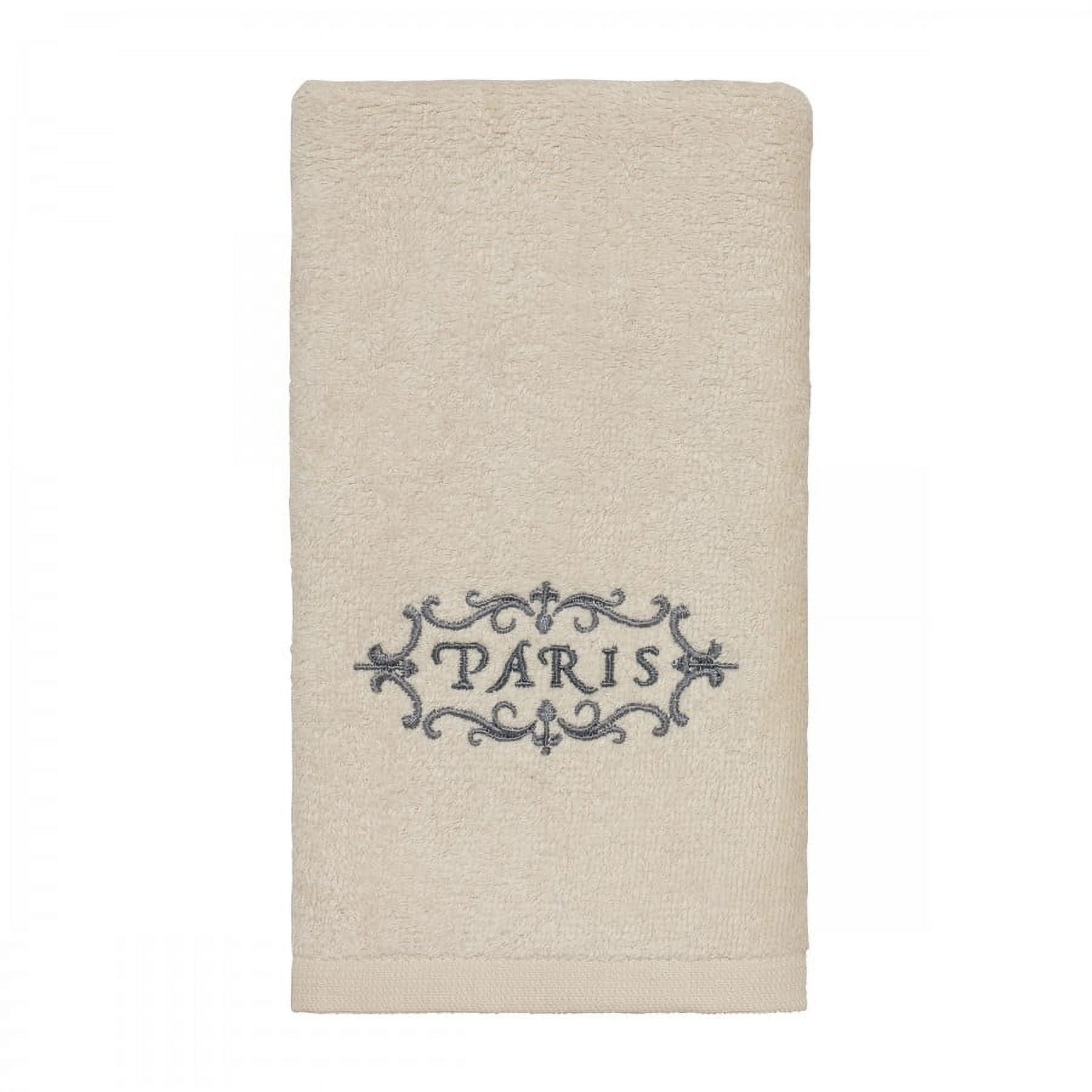 Ivory Cotton Paris Embroidered Fingertip Towel Set