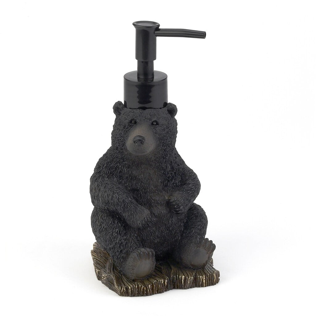 Black Bear Lodge Resin Soap Dispenser Lotion Pump