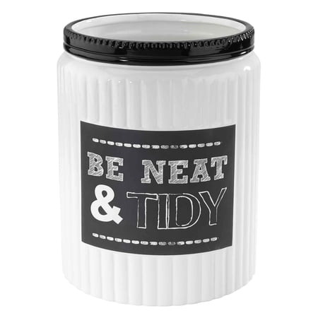 Avanti Linens Avanti Chalk It Up White/ Black Ceramic Wastebasket