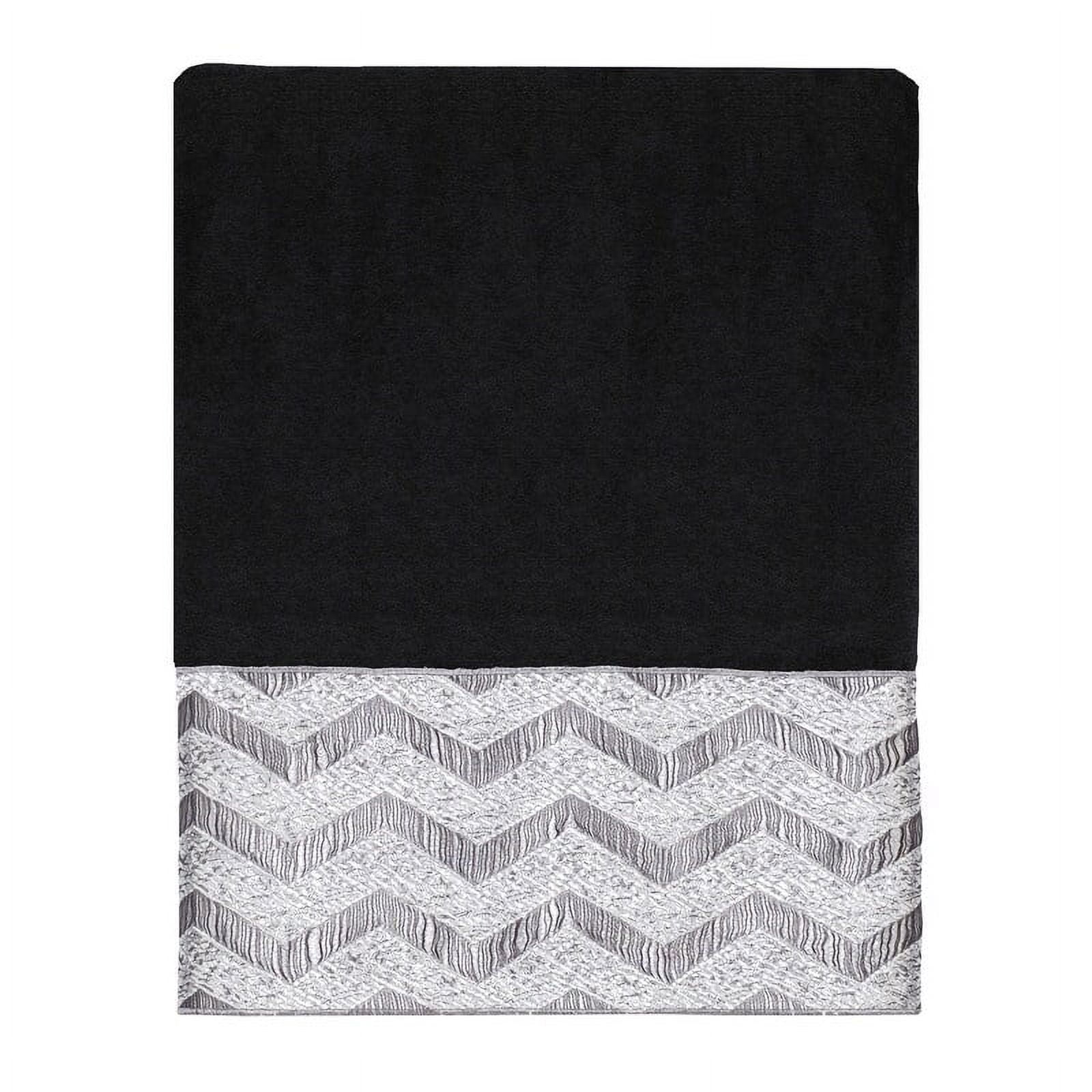 Black and Silver Cotton Chevron Bath Towel, 27 x 50 inches
