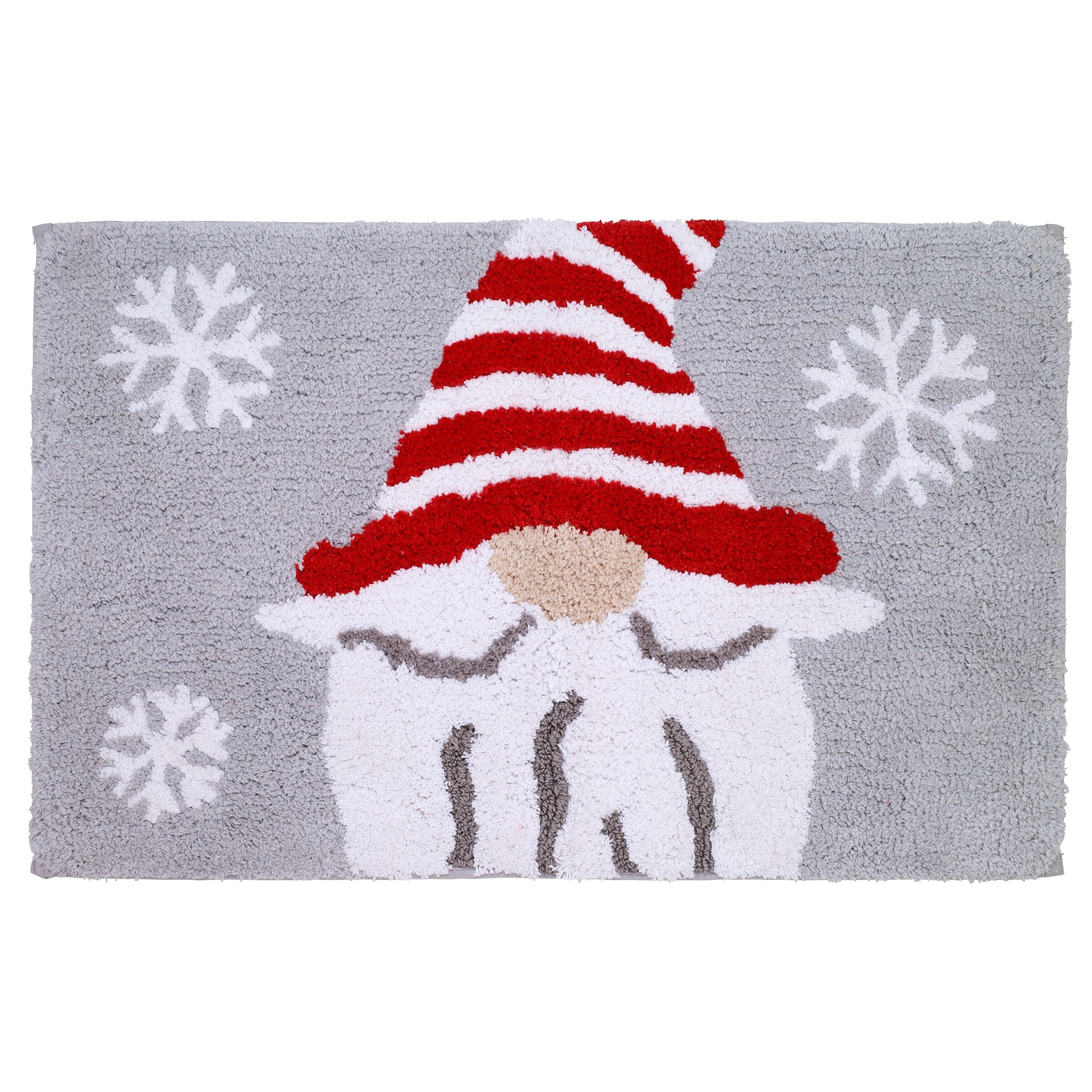 Holiday Gnome Cotton Bath Rug with Non-Slip Backing
