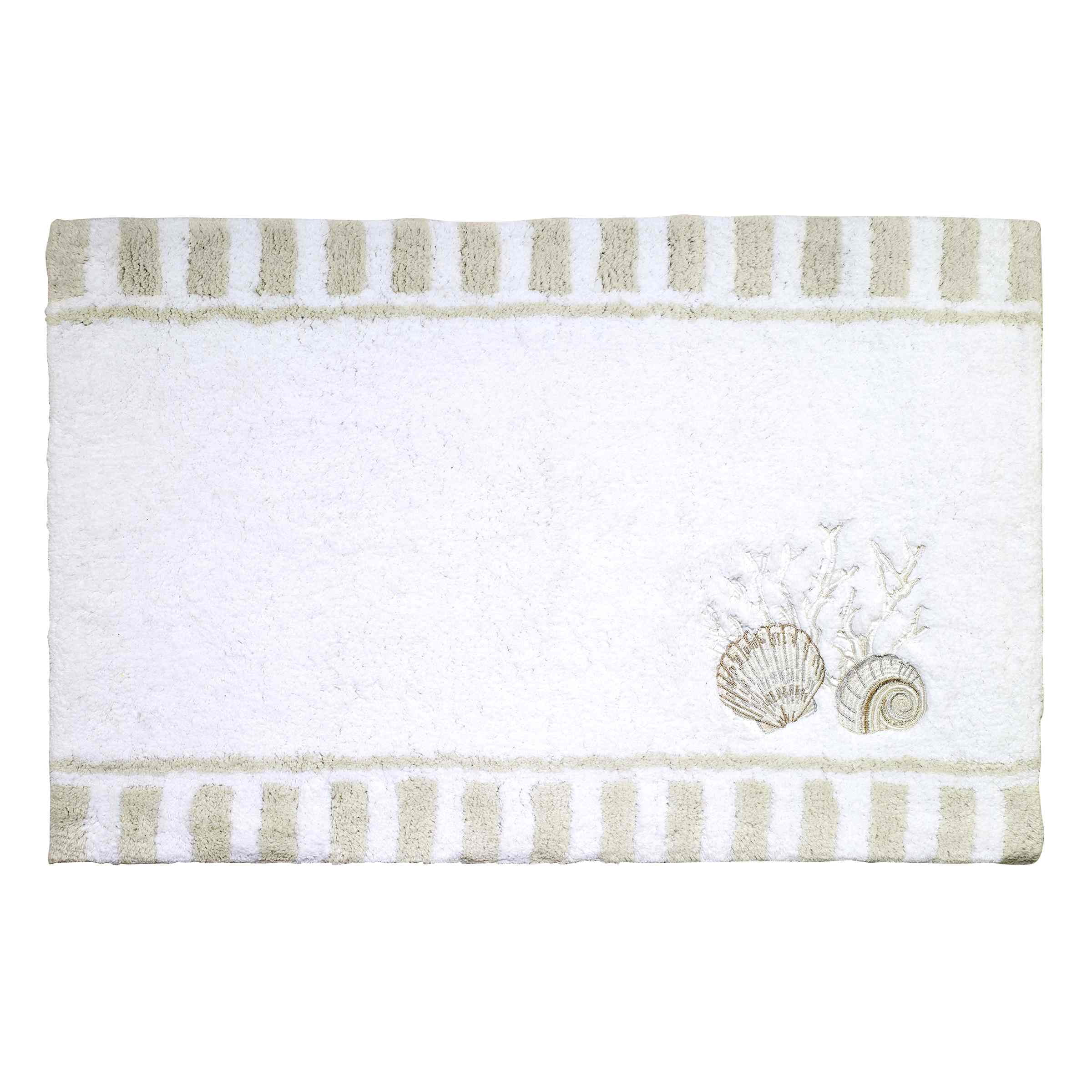Nautical Beige and White Cotton Tufted Small Rug