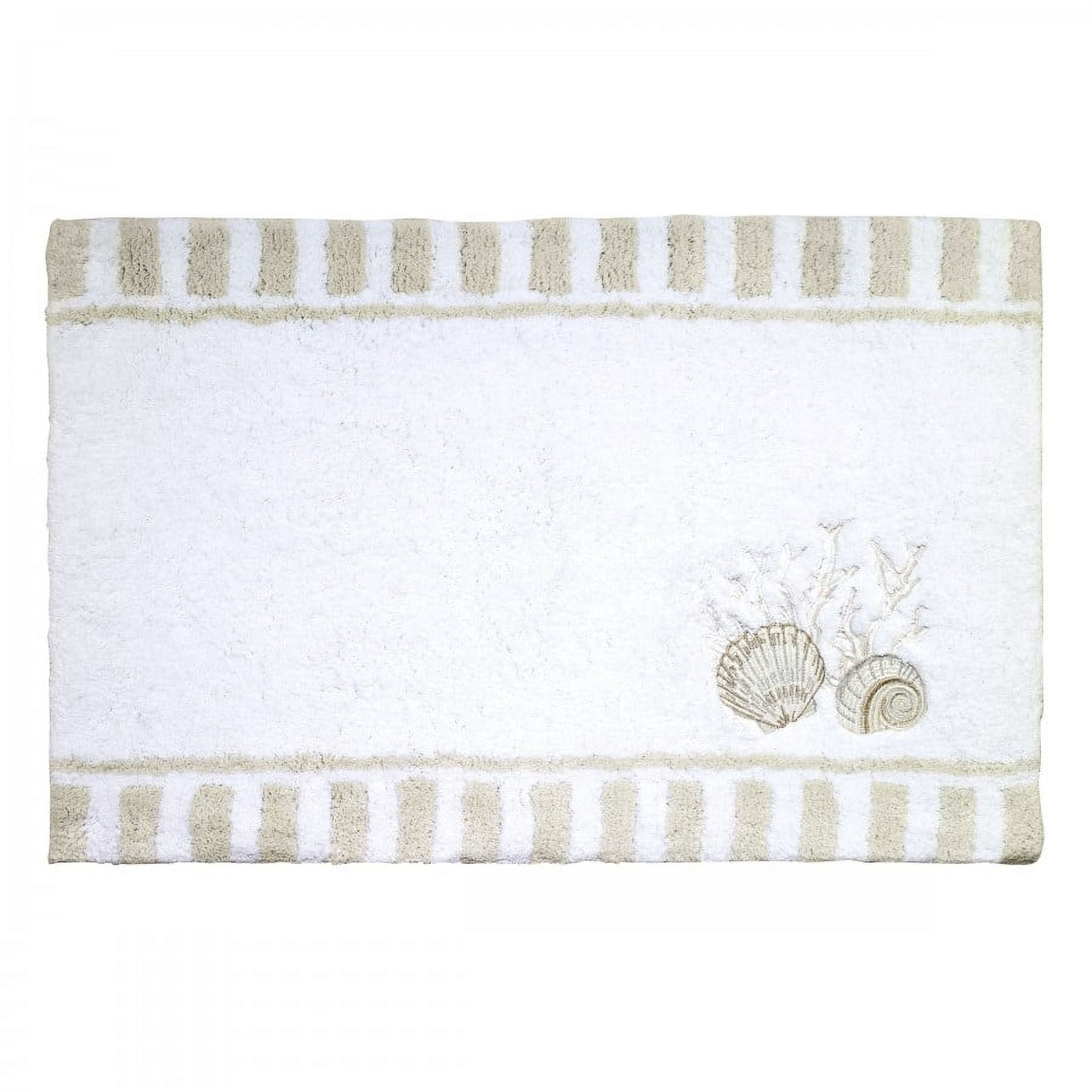 Nautical Beige and White Cotton Tufted Small Rug