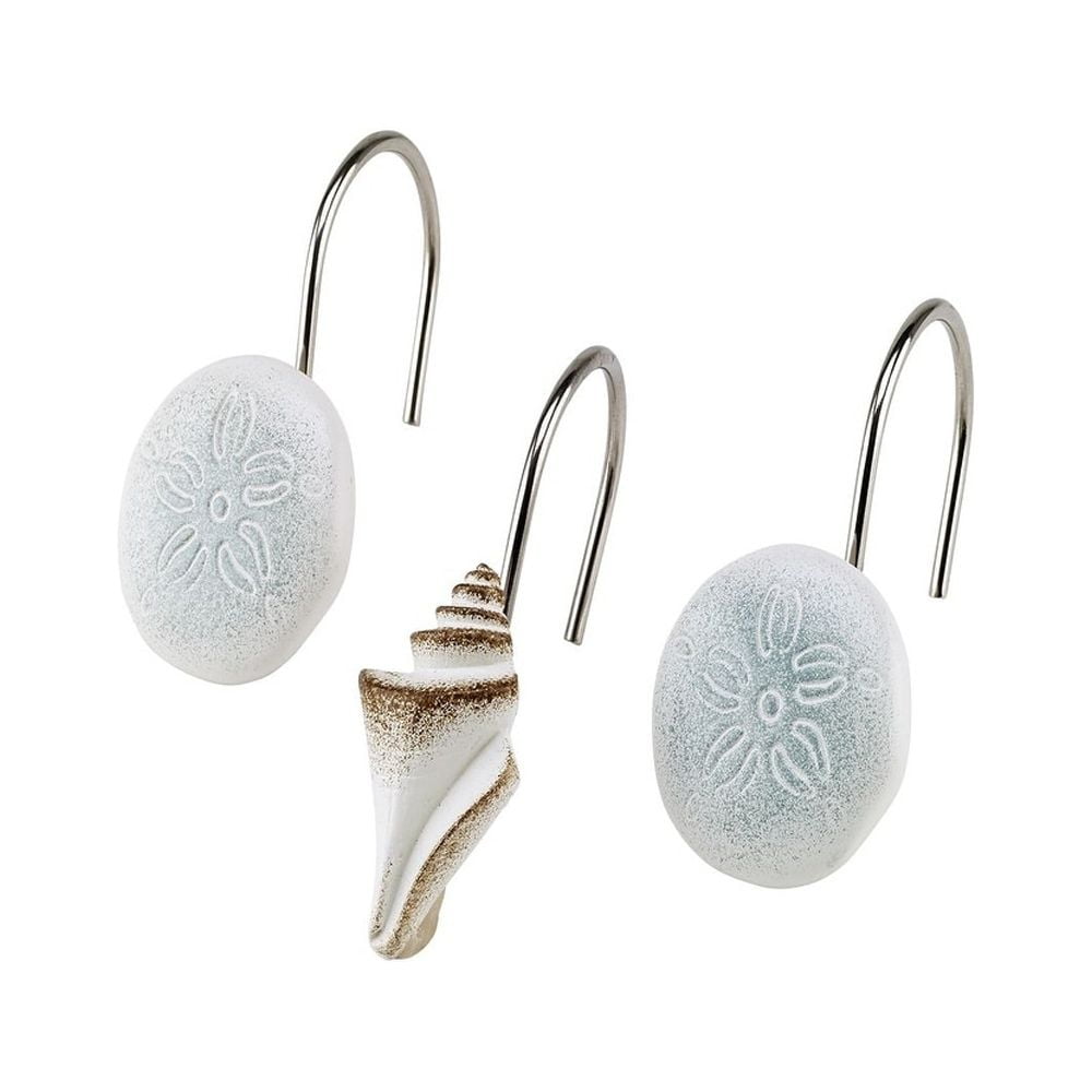 Farmhouse Shell Multicolor Resin Shower Curtain Hooks Set