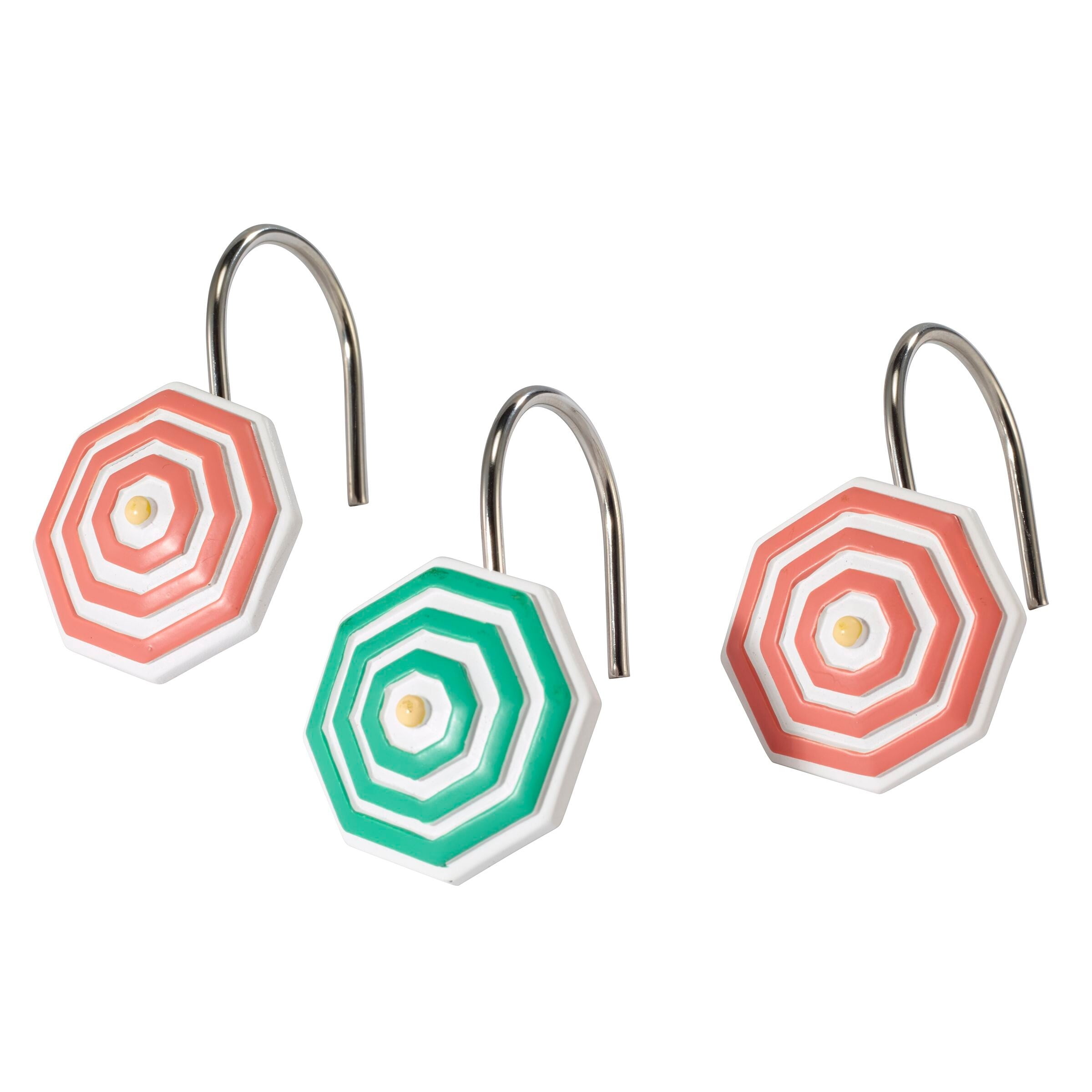 Flamingo Paradise Pink and Green Resin Shower Curtain Hooks