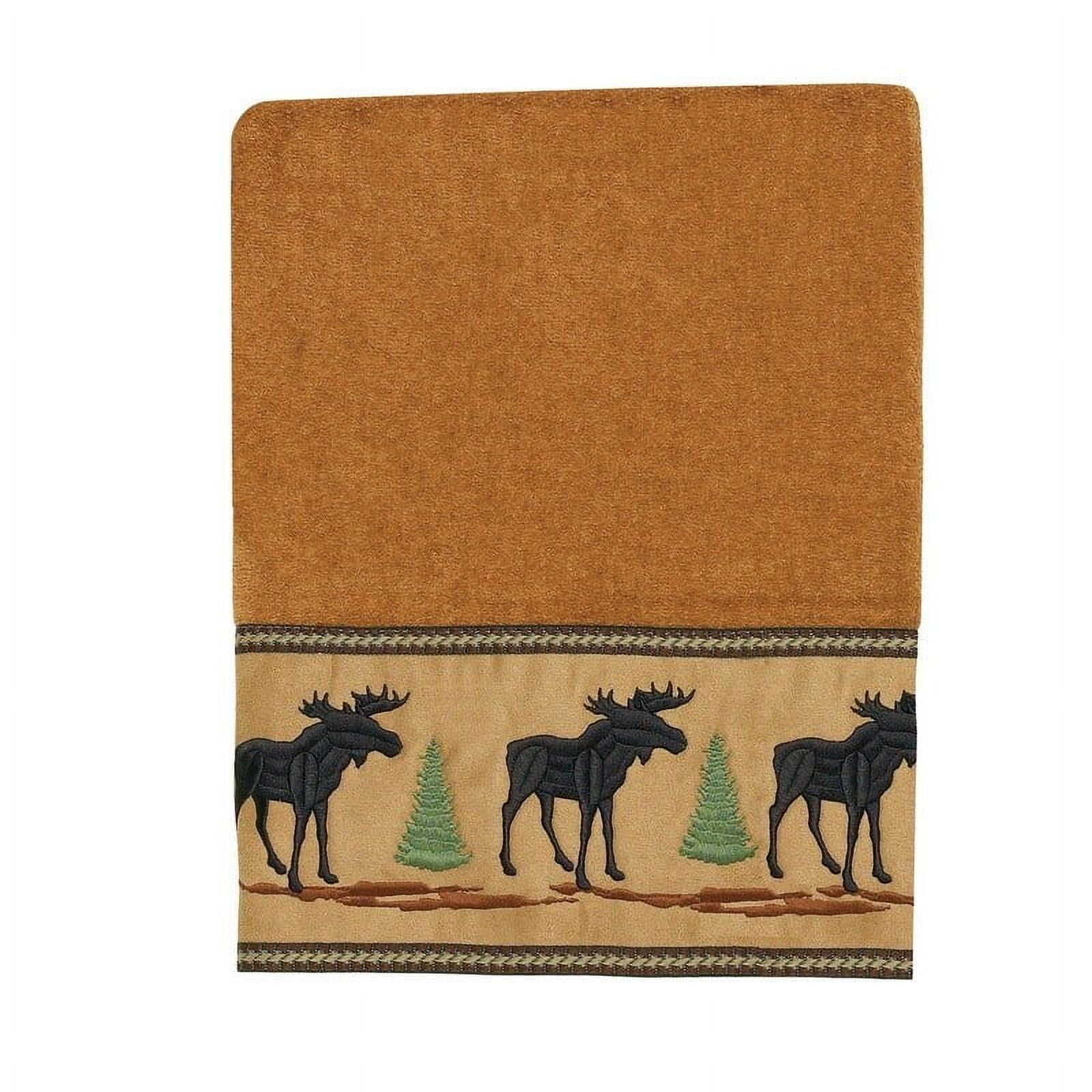 Nutmeg Cotton Embroidered Moose and Pine Bath Towel Set