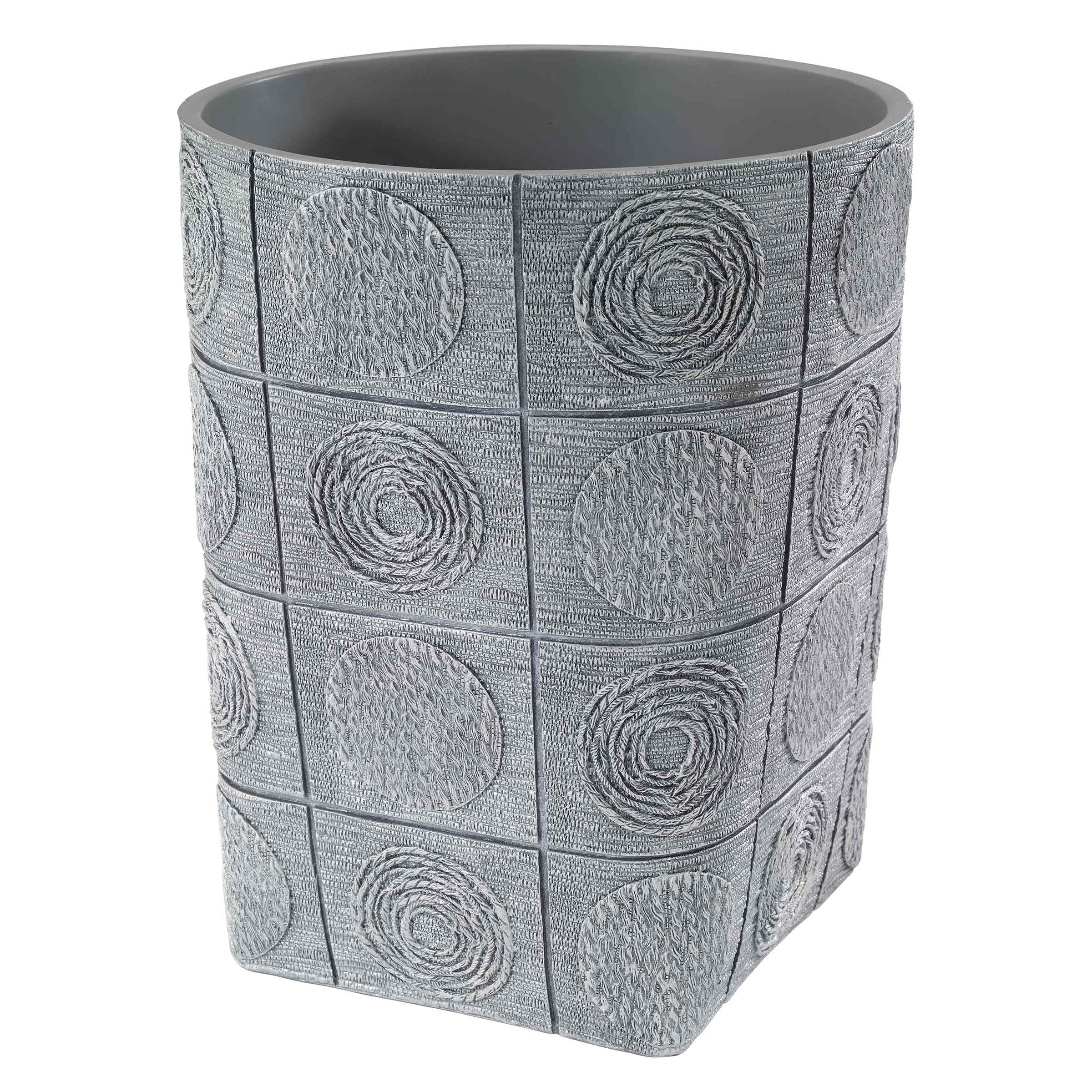 Silver Textured Accent Boho-Chic Plastic Rubbish Bin