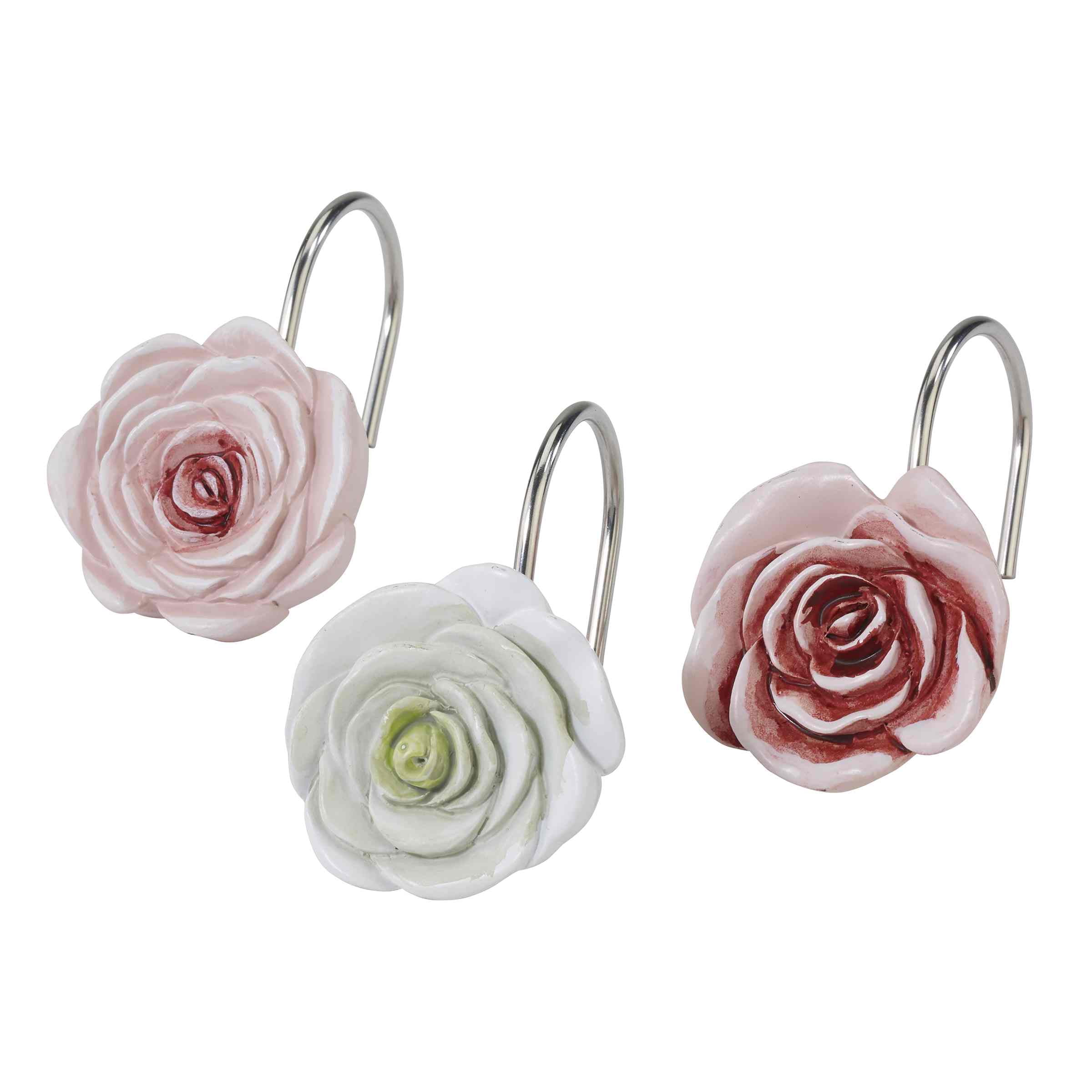 Spring Garden Floral Resin Shower Curtain Hooks Set