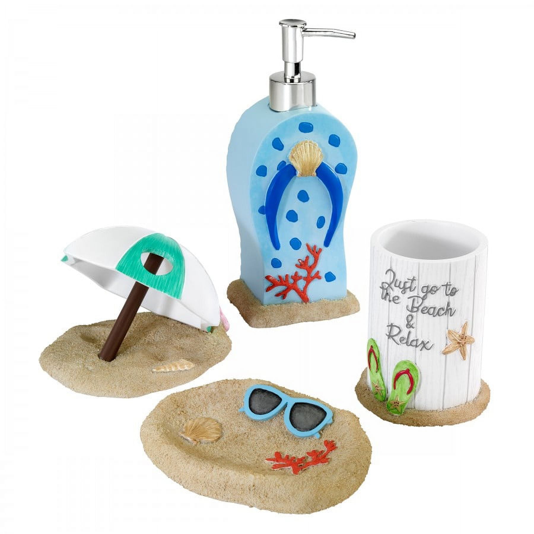 Beach Mode Hand-Painted Resin Bath Accessory Set