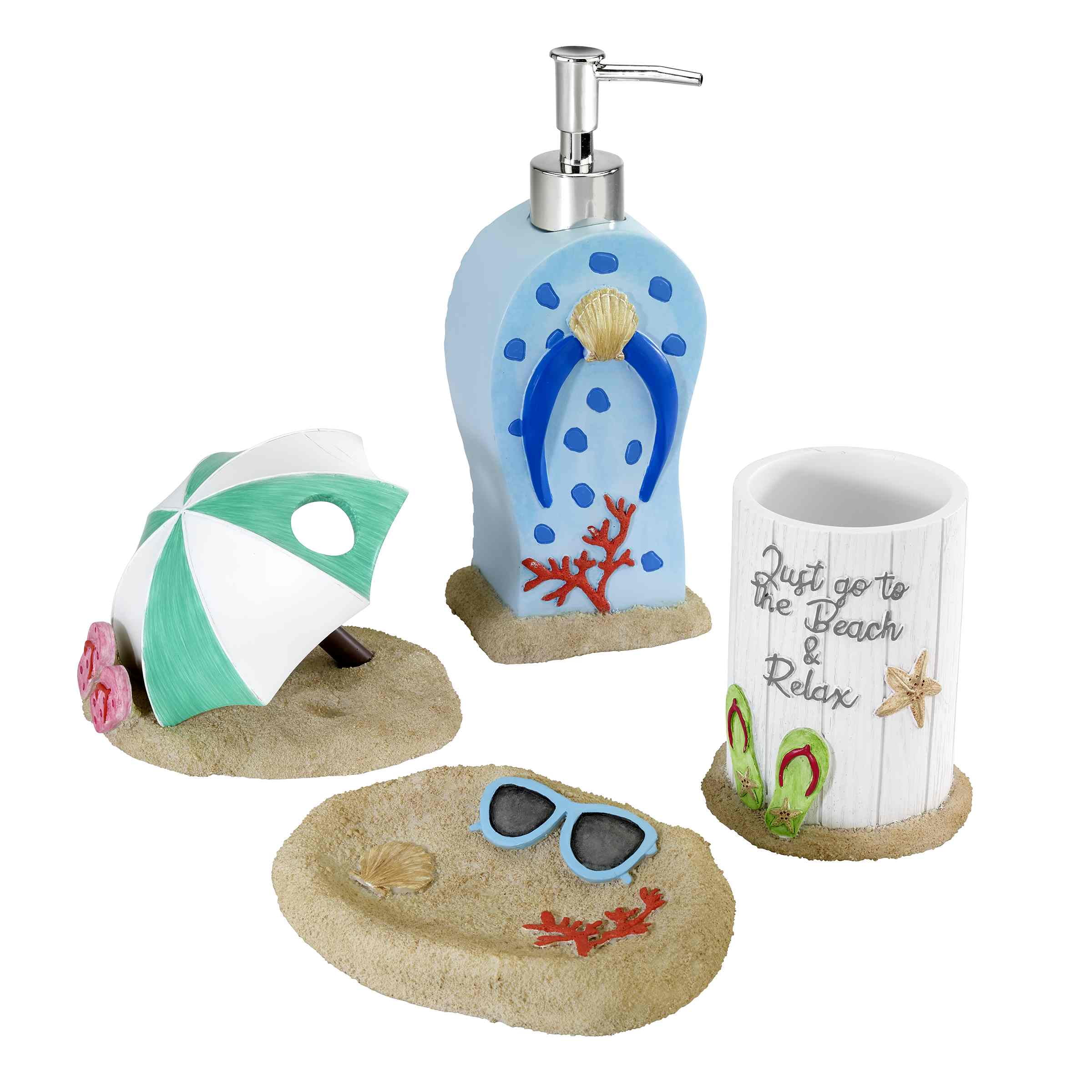 Beach Mode Hand-Painted Resin Bath Accessory Set